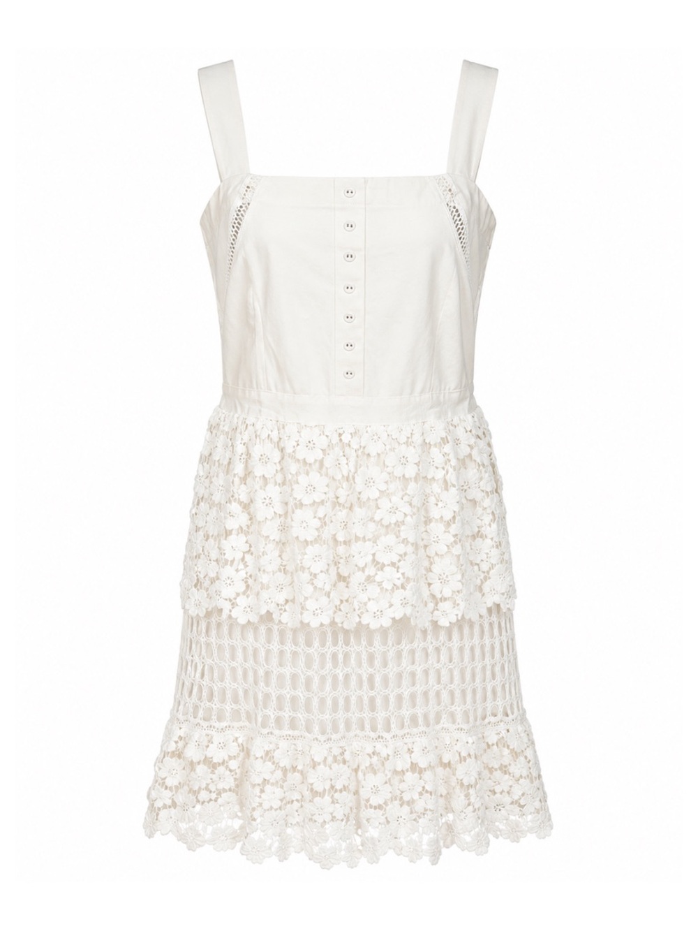 NWT Boston Proper White Tiered Crochet Midi Dress Womens Size 8